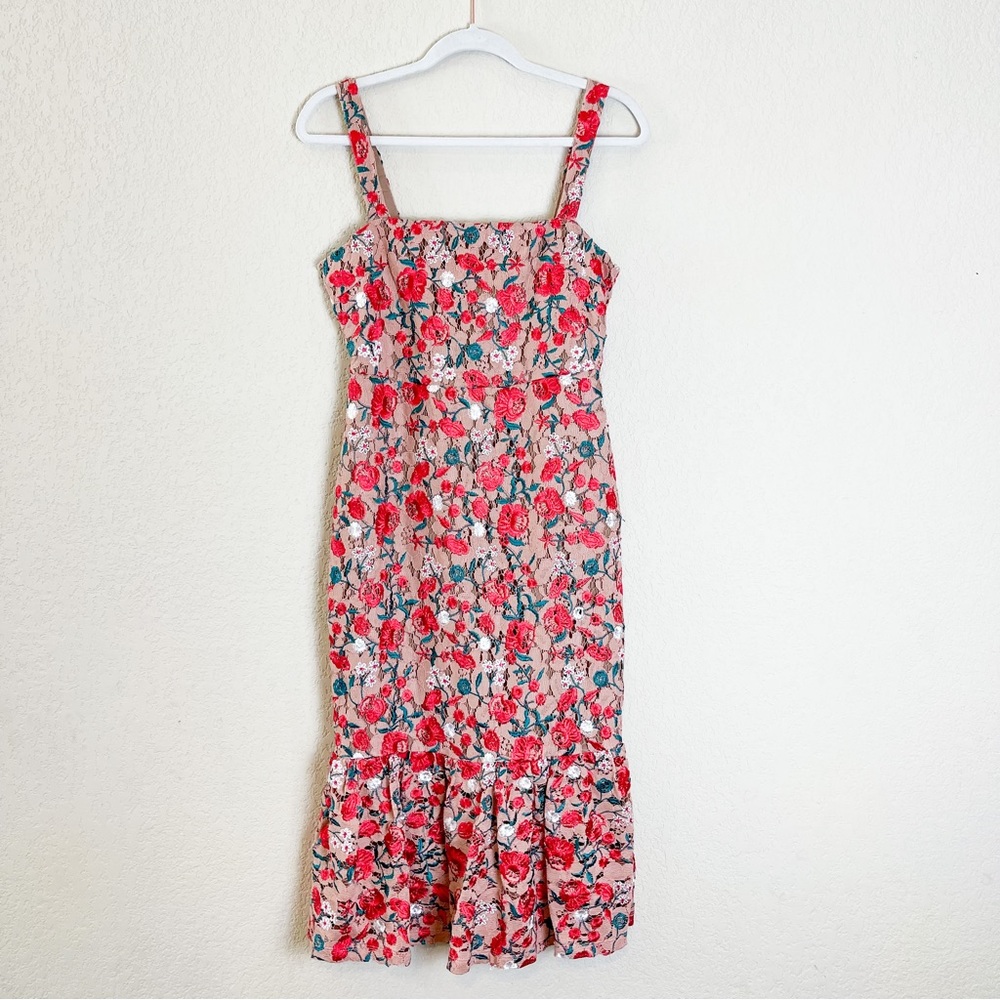 Lovers + Friends Under The Stars Midi Dress in Dark Nude Floral Size Small - Picture 5 of 10